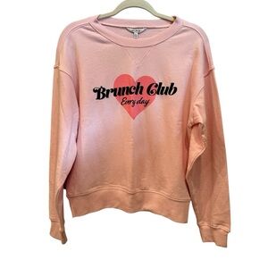 NWT Wildfox “Brunch Club” Heart Graphic Crewneck Sweatshirt Casual Sz XS